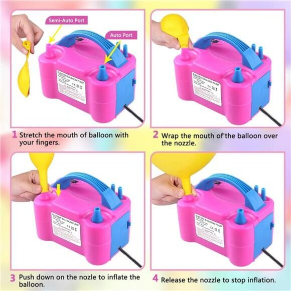 Electric Balloon Pump Dual Nozzle 600W Air Inflator for Party Decorations - Picture 3 of 7